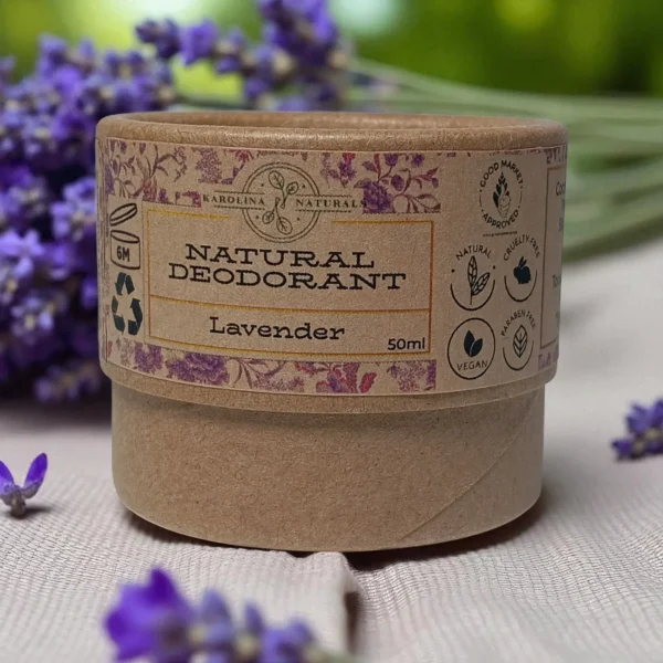 Karolina Naturals – Natural Lavender Deodorant Calming lavender aroma with soothing natural ingredients.