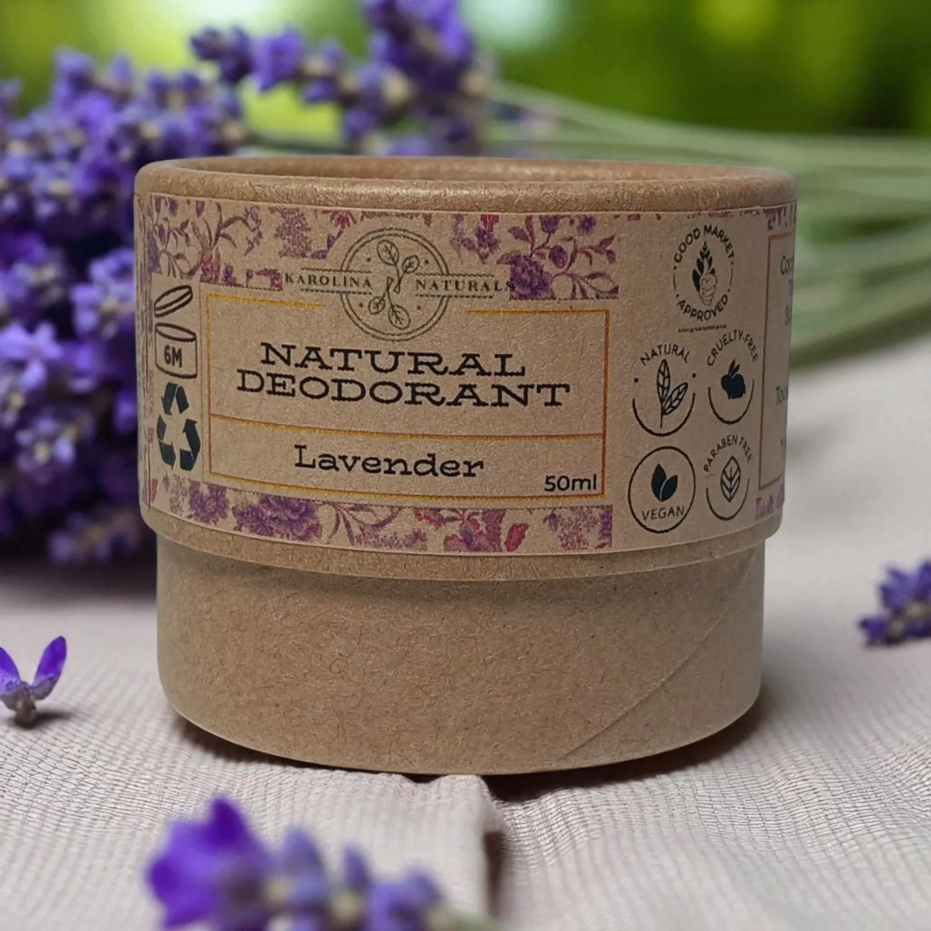 Natural Deodorant Lavender 1 Karolina Naturals – Natural Lavender Deodorant Calming lavender aroma with soothing natural ingredients.
