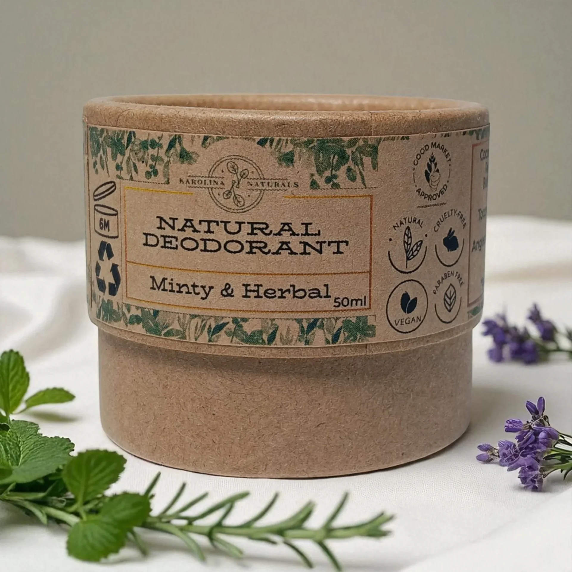 Natural Deodorant Minty&Herbal 1 Natural Minty & Herbal Deodorant - Cooling peppermint with eucalyptus and rosemary for a refreshing finish. unisex aluminium free men's deodorant