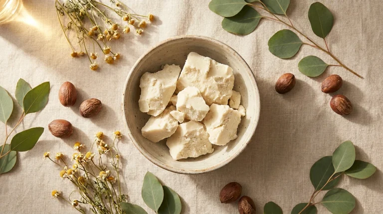 Raw unrefined organic African shea butter block for natural skincare